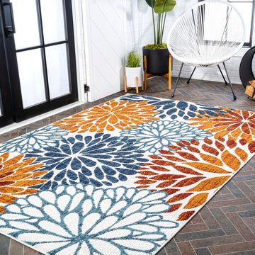 Crisantemo Floral High-low Indoor/outdoor Area Rug
